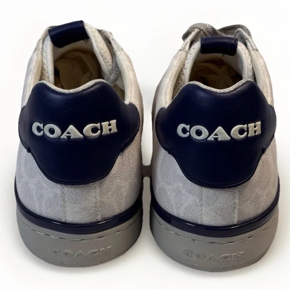 Coach Men's Lowline Signature Low Top White/Navy Blue 11.5 Casual Formal - Picture 4 of 8